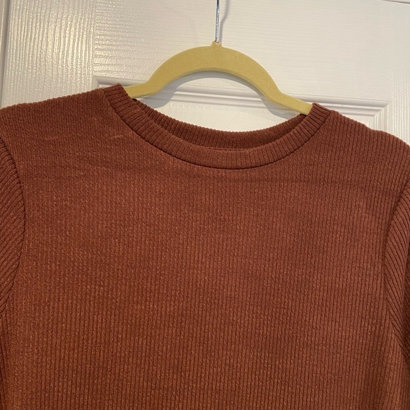 NWT Time & Tru Maternity Size L Brown Ribbed Knit Long Sleeve Maxi Dress - Picture 4 of 12